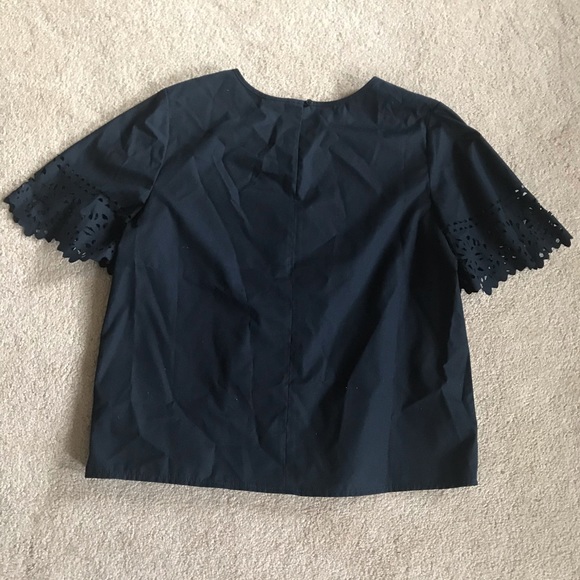 J.Crew Navy Blue Cutout Sleeve Top - Picture 4 of 4